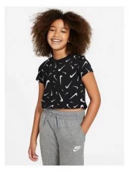 Nike Girls NSW Crop T-Shirt - Black, Size L=12-13 Years, Women
