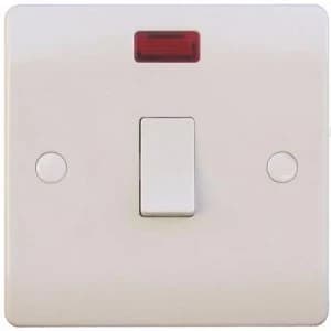 ESR Sline 20A White 1G Double Pole 230V Electric Wall Plate Switch With Neon