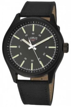 Limit Mens Black Leather Strap Black Dial 5948.01 Watch