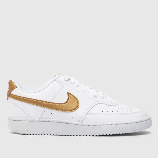 Nike court vision trainers in white & gold White/Gold UK 3 (EU 36)