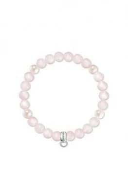 Thomas Sabo Semi Precious Bead Pink and Pearl Stretch Charm Bracelet, One Colour, Women