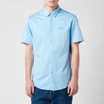 Hugo Boss Athleisure Biadia R Short Sleeve Shirt Open Blue Size L Men