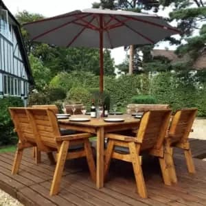 Charles Taylor Eight Seater Square Table, Chair and Bench Set with Grey Accessories