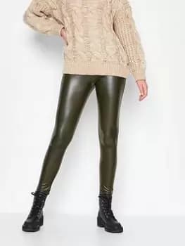 Long Tall Sally Khaki Pu Legging, Green, Size 10, Length 36, Women