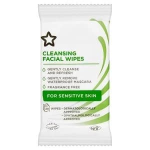 Superdrug Facial Cleansing Travel Wipes 10 Sensitive