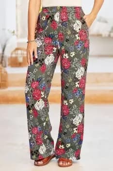 Florence Printed Wide Leg Trousers 27" (68.5cm) inside leg