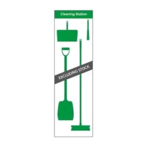 Shadow Board Cleaning Station with Lean Stand, Board Only with Hooks, Style A Green, (610mm x 2000mm)