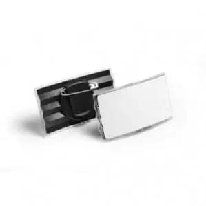 Durable Convex Name Badge 40x75mm with Combi Clip Charcoal Pack of 25