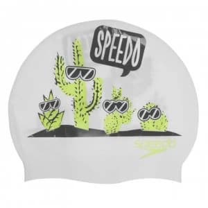 Speedo Slogan Print Swim Cap Juniors - White