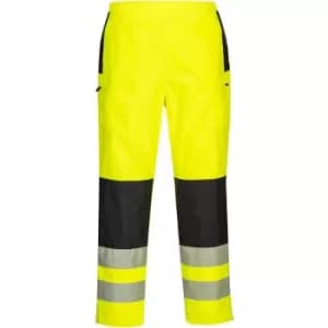 Oxford Weave 300D Class 2 PW3 Hi Vis Womens Waterproof Rain Trousers Yellow / Black L 31"