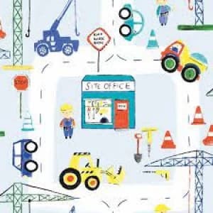 Holden Decor Road Works Ahead Blue Red Yellow Wallpaper