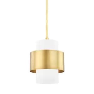 Corinth 1 Light Small Pendant Brass, Glass
