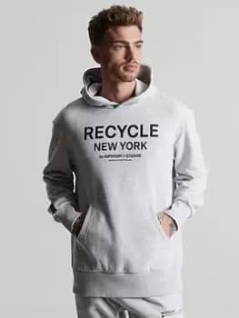 Superdry Studios Recycled City Hoodie - Grey Marl, Size L/Xl, Men