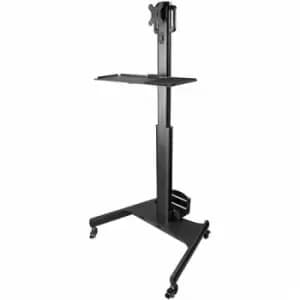 StarTech.com Mobile Workstation Cart with Monitor Mount CPU/PC Holder Keyboard Tray - Ergonomic Height Adjustable Desktop Computer Cart - Rolling Mobi
