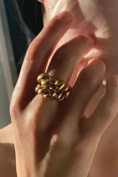 Elk & Bloom 14K Gold Twist Link Ring Gold