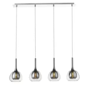 Contemporary Bar Pendant Ceiling 4 Light Smoked Grey, Glass