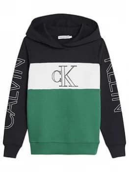 Calvin Klein Jeans Boys Colour Block Logo Hoodie - Black