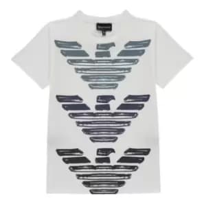 Emporio Armani Boys Three Eagle Logo T Shirt - White