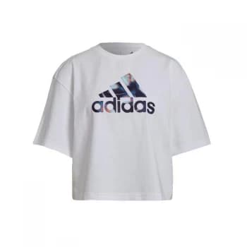 adidas You for You Cropped Logo T-Shirt Womens - White