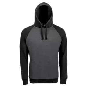 SOLS Unisex Seattle Contrast Raglan Hoodie (3XL) (Charcoal Marl/Black)