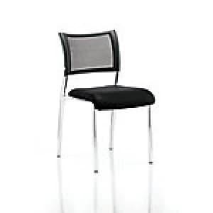 Visitor Chair Brunswick Chrome Frame Mesh Back Black Fabric Without Arms