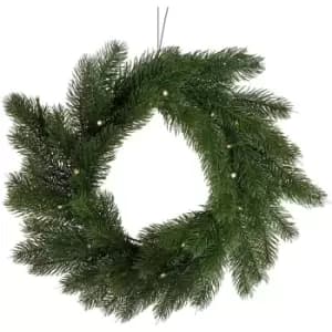 20' Faux Pre-Lit Decorative Green Christmas Front Door Wreath - Green - Charles Bentley