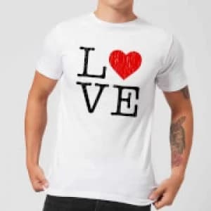 Love Heart Textured T-Shirt - White - 3XL
