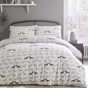 Dudley Love Grey 100% Brushed Cotton Duvet Cover Set Grey