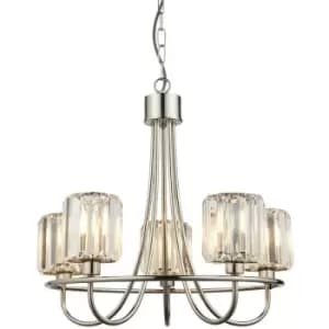 Endon - Berenice 5 Light Multi Arm Glass Ceiling Pendant Bright Nickel