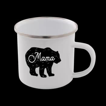 Mama Bear Enamel Mug - White