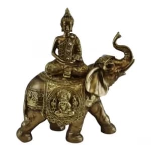 Large Jewelled Buddha On Elephant Ornament