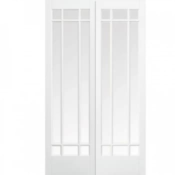 LPD Manhattan White Primed Glazed Internal Door Pair - 1981mm x 1066mm (78 inch x 42 inch)