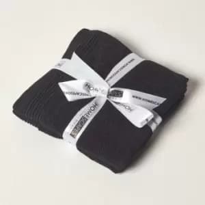 HOMESCAPES Black 100% Combed Egyptian Cotton Set of 2Face Cloths 700 GSM - Black