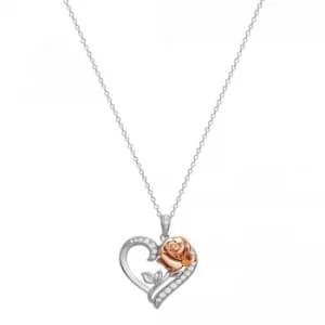 Disney Princess Sterling Silver Heart and Rose Pendant