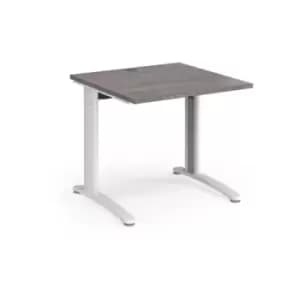 TR10 straight desk 800mm x 800mm - white frame and grey oak top
