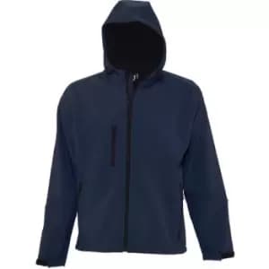 SOLS Mens Replay Hooded Soft Shell Jacket (Breathable, Windproof And Water Resistant) (3XL) (French Navy)