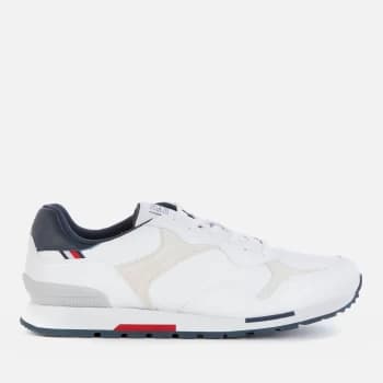 Tommy Hilfiger Mens Retro Leather Mix Running Style Trainers - White - UK 11