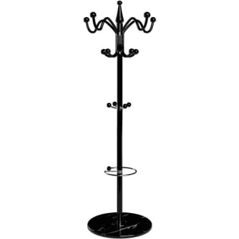 Coat Rack with Marble Base Free Standing Metal Clothes Umbrella Bag Hat Holder Hallway Stand Hanger Black 3 - Deuba