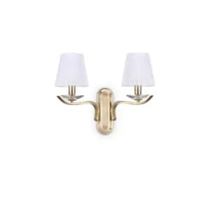 Pegaso 2 Light Candle Wall Light Satin Brass