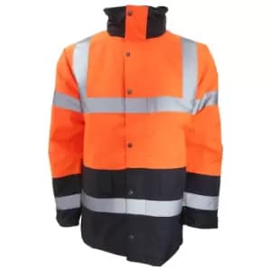 Portwest Mens Hi-Vis Waterproof Contrast Panel Traffic Jacket (M) (Orange/Navy)