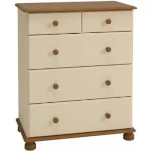 Copenhagen 2 + 3 Deep Drawer Chest in Cream/Pine - Cream MDF/Pine