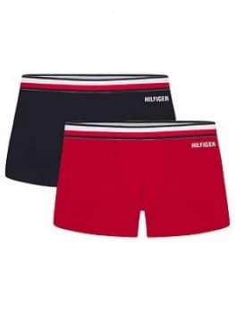 Tommy Hilfiger Boys 2 Pack Global Stripe Boxer - Red Navy