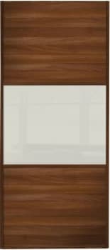Wickes Sliding Wardrobe Wideline Door Walnut Panel and Soft White Glass - 2220 x 762mm