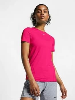 Nike Training Pro Short Sleeve T-Shirt - Hyper Pink , Hyper Pink Size M Women