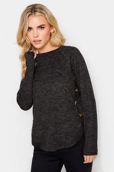 PixieGirl Petite Button Detail Jumper Black