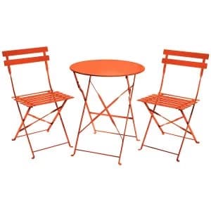 Charles Bentley Folding Metal Bistro Set - Orange