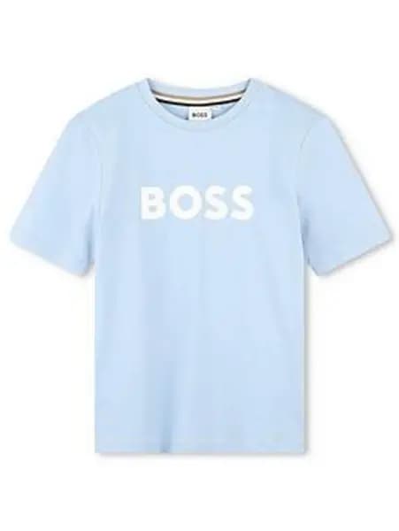 Boss Blue Junior Cotton T-Shirt With Logo L/Blue Boys 12Y 209903UK