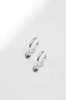 Sterling Silver 925 Polished Heart Hoop Earrings