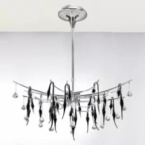 Cygnet oval pendant lamp 11 Polished chrome bulb / Black glass / crystal