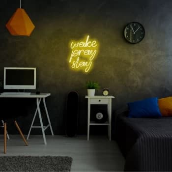 Wake Pray Slay - Yellow Yellow Wall Lamp